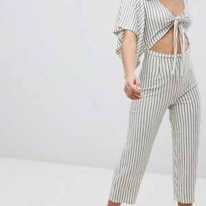 ASOS DESIGN Tie Front Jumpsuit With Kimono Sleeve